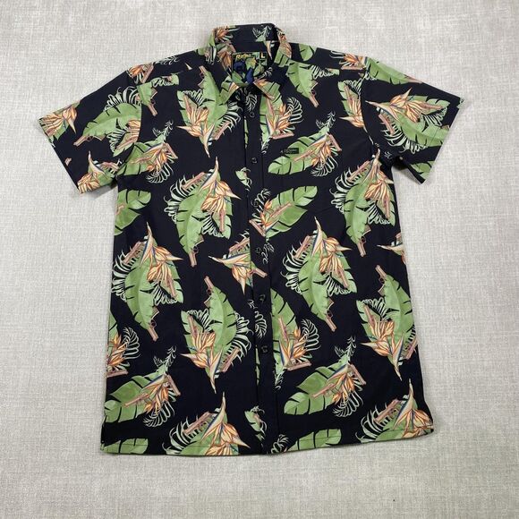 Retro The Butcher Shirt Mens Large Black Hawaiian Tropical Stretch Button Up - Picture 1 of 11